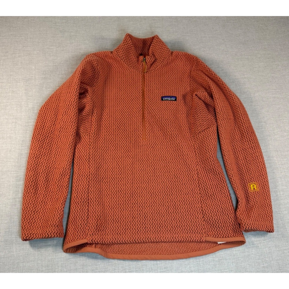 Patagonia R1 Air Zip-Neck Fleece Pullover Rust Orange Textured Women Medium M